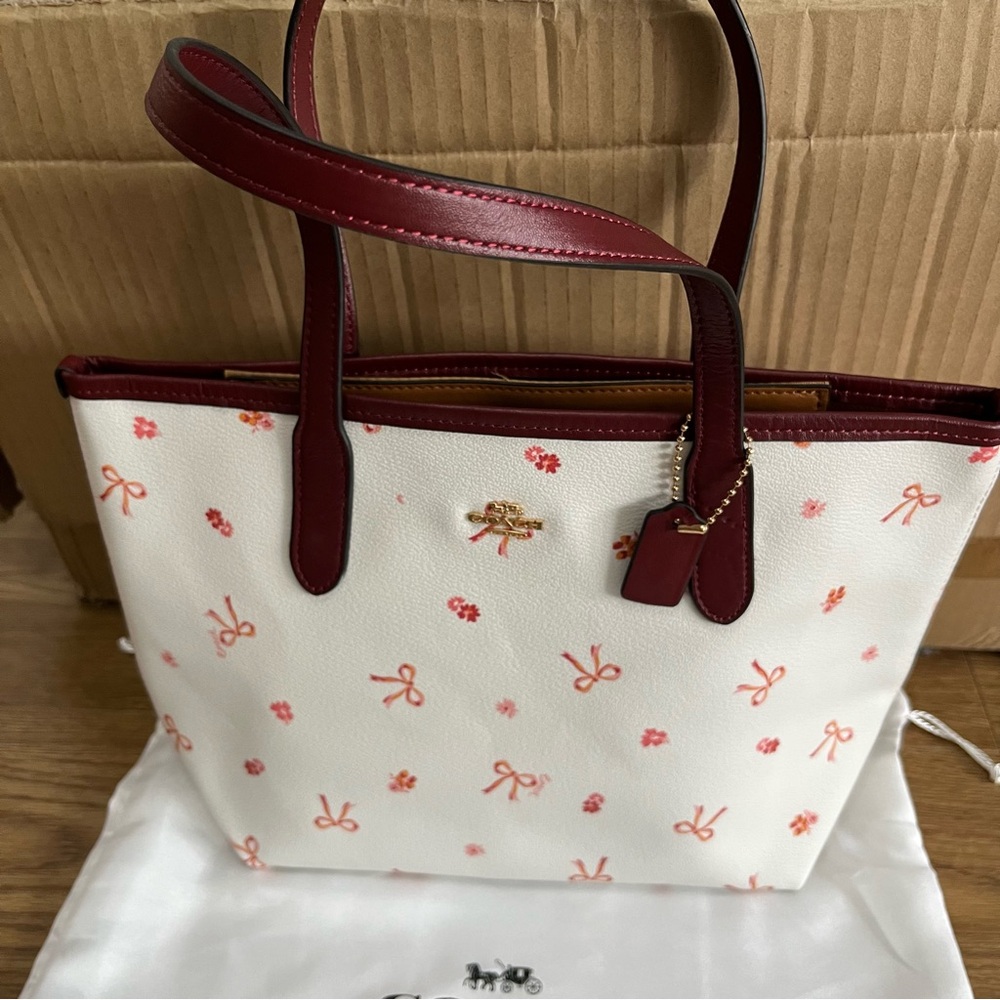 Coach Mini City Tote With Bow Tie Print Handbag